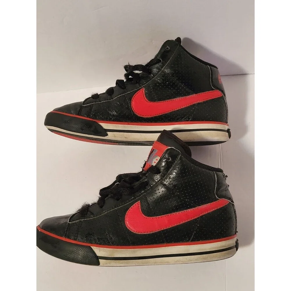 Nike Air High Tops Size Kid's 12.5 Black And Red